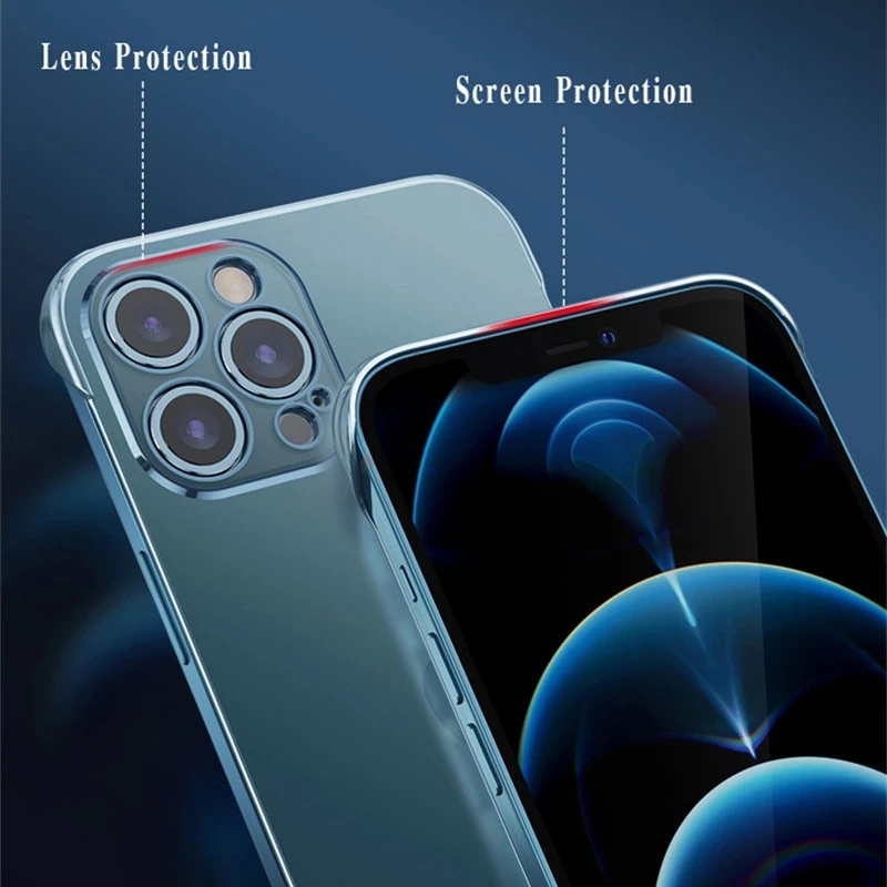 Luxury Frameless Transparent Case For iPhone 15 13 12 11 14 16Pro Max XSMAX X XR XS SE 7 8Plus Ultra Thin Clear Hard Phone Cover