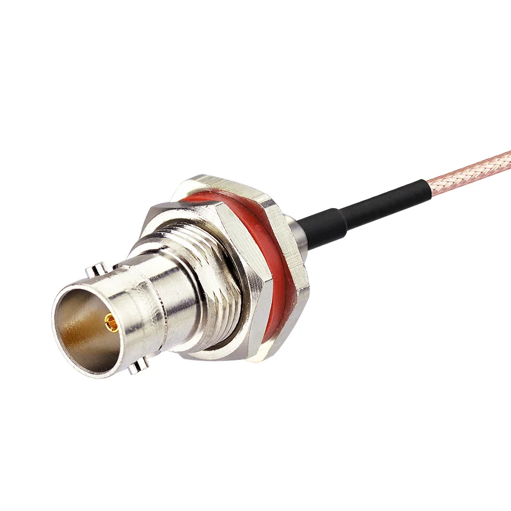 Eightwood RF Coaxial Cable Assembly BNC Jack Female Bulkhead to MCX Plug Male Right Angle Pigtail Jumper RG316 Cable 15cm 6''