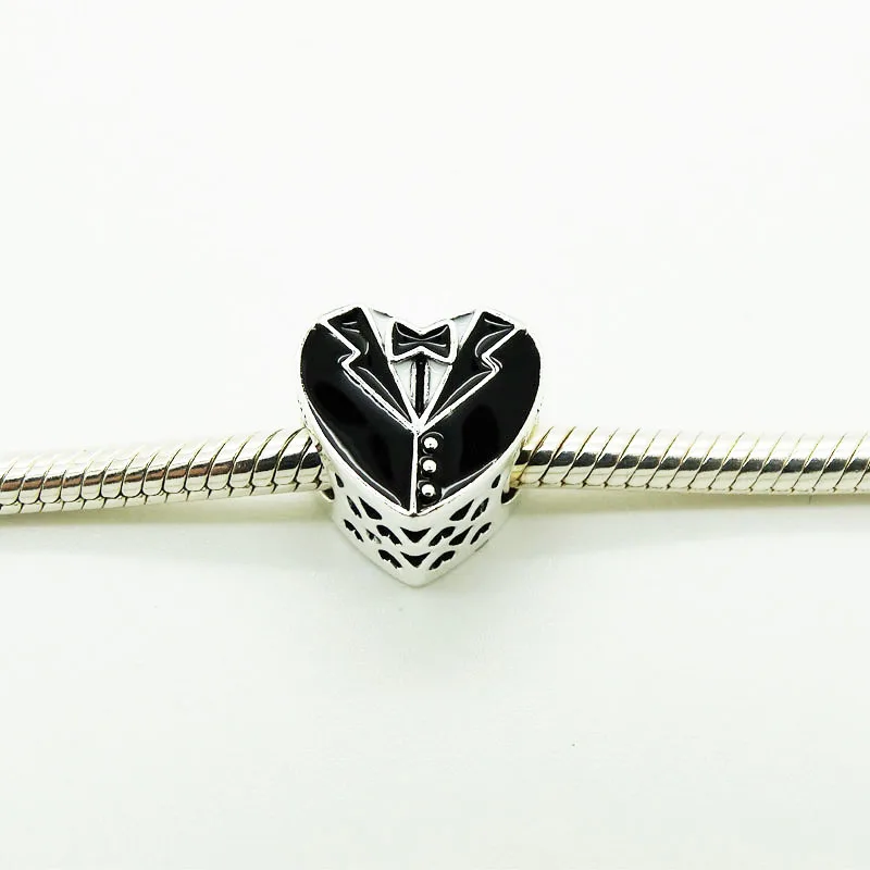 Sweet Wedding Heart Charm Fits European Beaded Bracelets For Woman DIY Sterling Silver Jewelry Beads For Jewelry Making