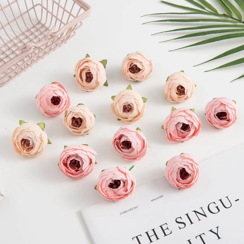 50/100 Stück Künstliche Blumen Seiden-Teerosen Knospen DIY Geschenke Süßigkeitenbox Weihnachtsdekoration für Zuhause Garten Hochzeitszubehör – Detail 5