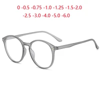 Gafas ovaladas con montura grande para miopía para hombre y mujer, anteojos recetados con montura Retro gris, 0-0,5-0,75-1,0 a-6,0