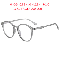 Big Frame Oval Women Men Myopia Glasses Finished Retro Gray Frame Prescription Eyeglasses Female 0 -0.5 -0.75 -1.0 To -6.0