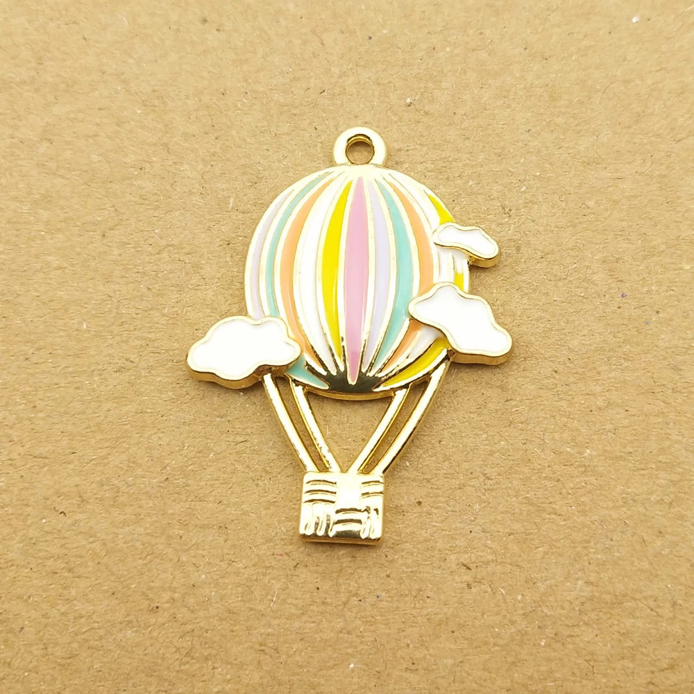 10pcs Hot Air Balloon Enamel Charm for Jewelry Making Floating Cute Earring Kawaii Pendant Bracelet Necklace Charms Diy Findings