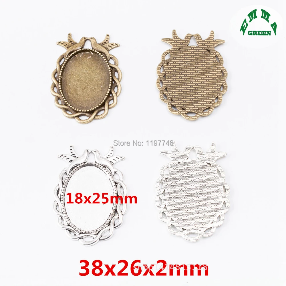 

Base Setting Charms Oval Base Tray 10pcs fit 18*25mm silver Base Cabochon Base Cameo Setting Charms Pendant