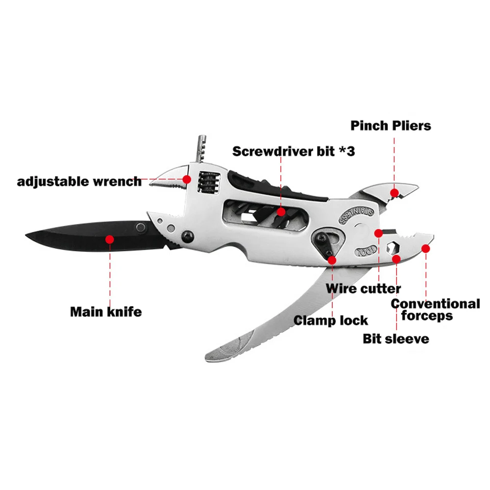 Stainless Steel Multi-tool Pocket Knife Pliers Mini Portable Folding Pliers Outdoor Emergency Folding Repair Tool