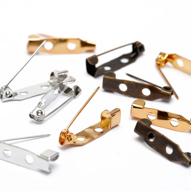 50Pcs 15/20/25/30/32/35/38/40/45mm Brooch Clip Pins Safety Settings Blank Base DIY Name Tags Badge Jewelry Making Findings