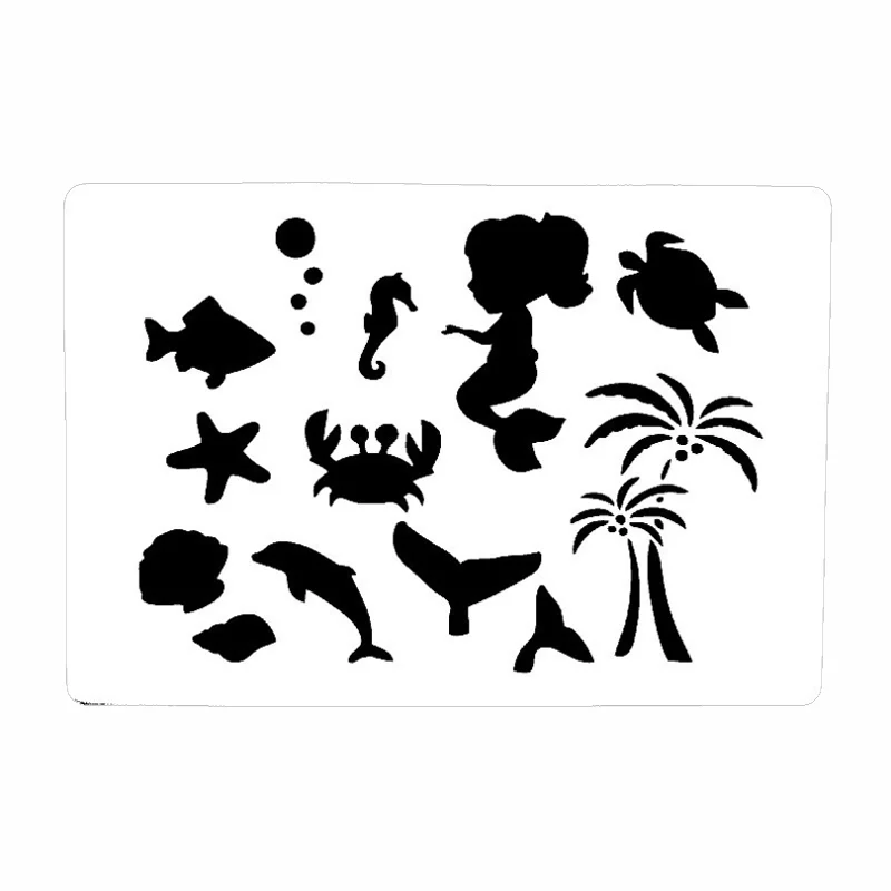 4pc Animal Stencil Painting Template DIY Coloring Embossing Accessories Scrapbook Album Decoration Office School Supplies