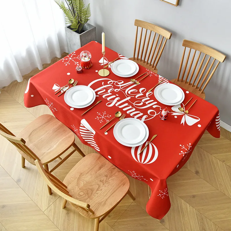 2021 New Year Christmas Tablecloth Kitchen Dining Table Decorations Home Rectangular Party Table Covers Christmas Ornaments