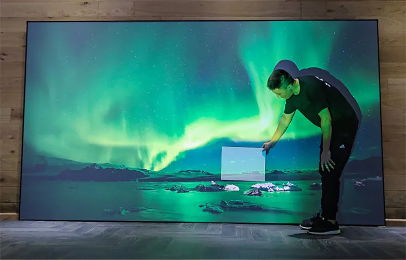 T2ALRF Trinovisuals 16:9 HDTV 4K/8K Ultra HDR 3D Led-hintergrundbeleuchtung Umgebungs Licht Ablehnung Nano Rand Fest rahmen Projektor Bildschirm – Detail 27