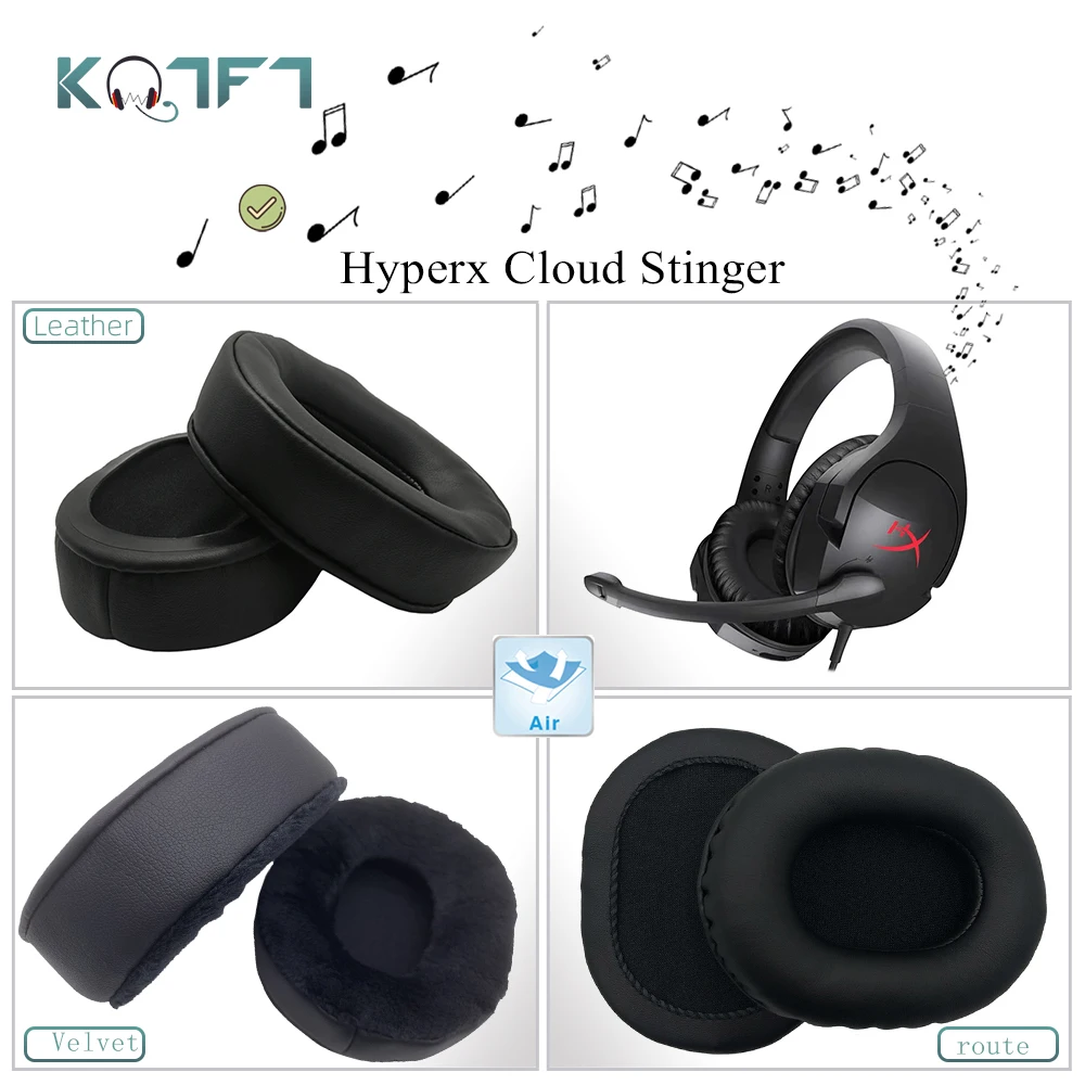 

1 пара бархатных кожаных сменных амбушюров KQTFT для наушников Hyperx Cloud Stinger, накладки на подушки, чашки