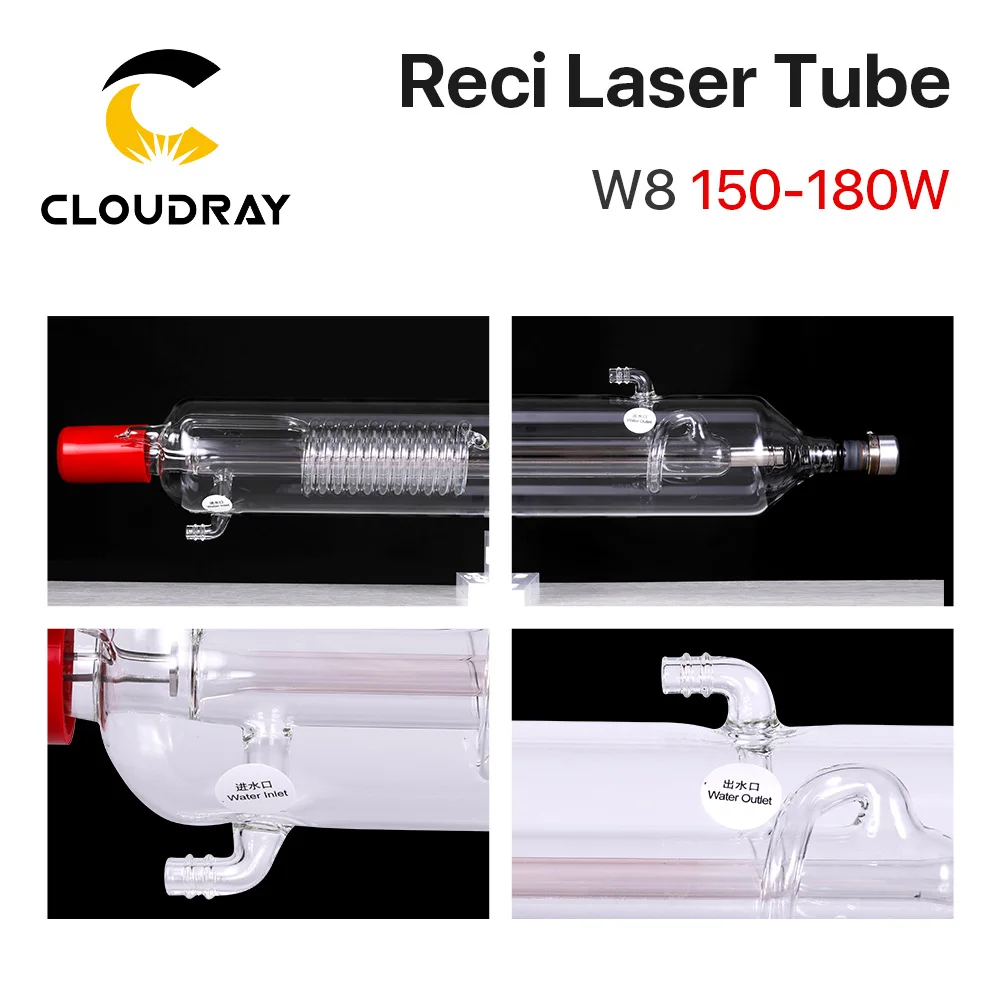 Cloudray Reci W8 150W CO2 Laser Tube Wooden Case Box Packing Length 1850 Dia. 90mm for CO2 Laser Engraving Cutting Machine S8 Z8