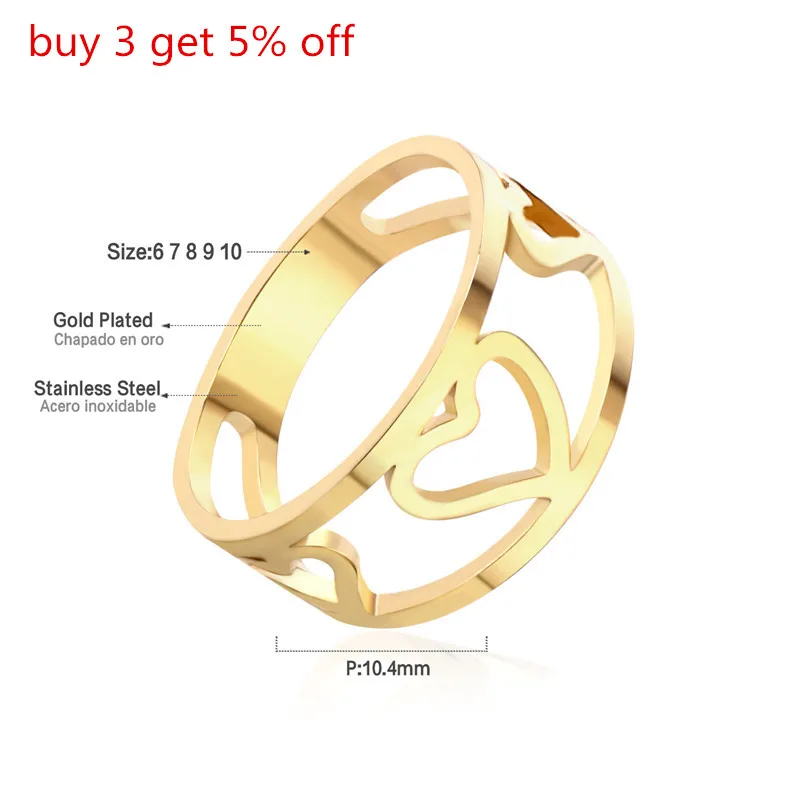 LUXUKISSKIDS Elegant Hollow Out Golden Rings For Women/Men Stainless Steel Engagement/Wedding Jewelry For Couple Finger Bijoux