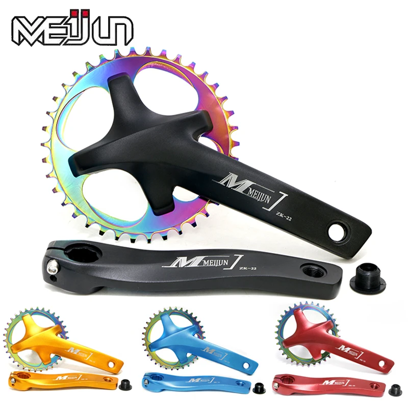 Bicycle chain crank mountain bike modified single disc left and right crank single speed chain ring 32T 34T 38T 36T