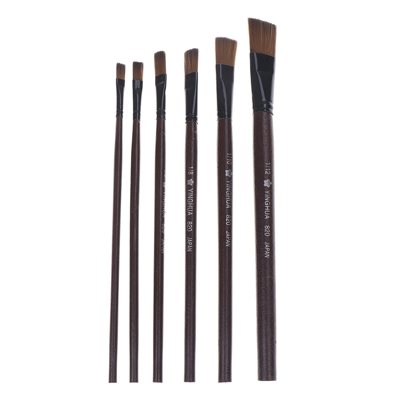 

6 шт./компл. нейлоновая кисть для масляной краски, художественная кисть, круглая кисть для рисования акварелью, масло, искусственная кожа