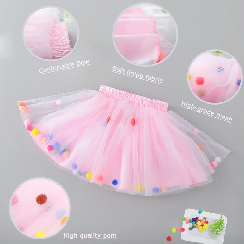 Infant Tutu Skirt Baby Colorful Balls Pettiskirt Ball Gown Party Princess Girls Tulle Skirts Newborn Mini Baby Girls Clothes