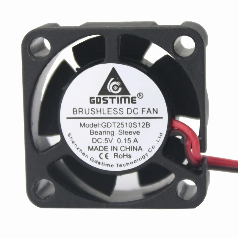 Gdstime 25mm 5V 25x25x10mm Lüfter DC Bürstenlosen 2510 hülse lager Kühlkörper fan