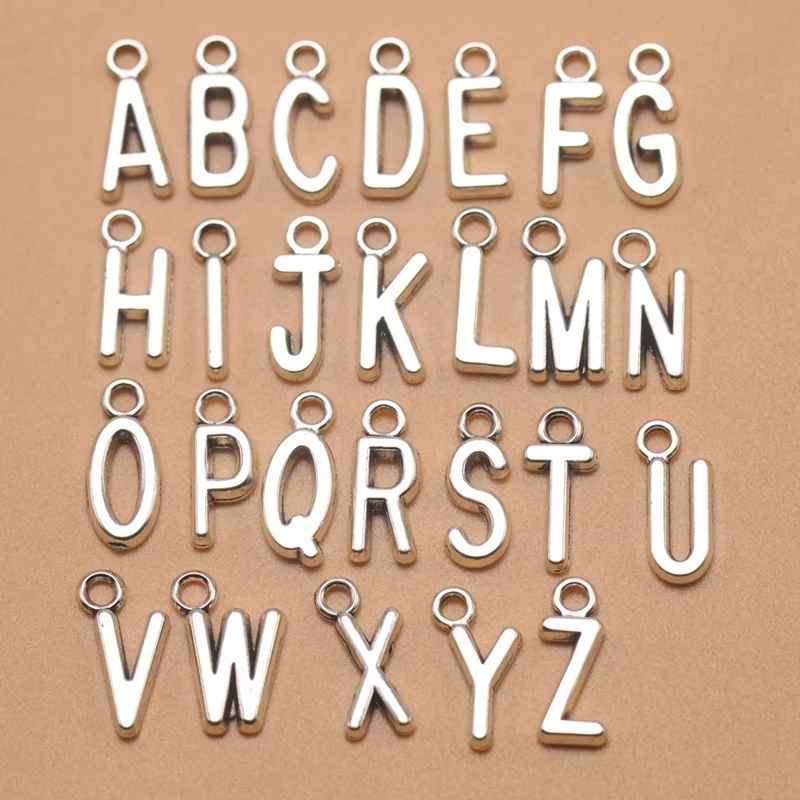 new A-Z letter bar charm keychain with wine corkscrew, cocktail, Europe and America