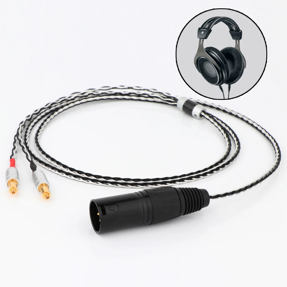 Preffair 1PC 2.5mm 4.4mm XLR 3.5mm 8 Core Silver Plated Black Earphone Cable For Shure SRH1540 SRH1840 SRH1440