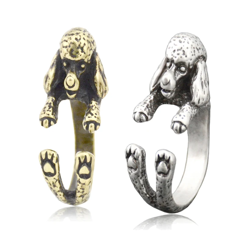 Retro 3D Beagle&German Shepherd&Schnauzer Dog Ring Women Anel Punk Style Rings For Men Wrap Animal Rings Anniversary Bijoux Gift