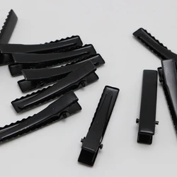 25 Matt Black Metal Pinch Alligator Hair Clips 46mm with Teeth Bows