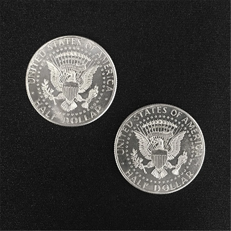 Double Side Coin (Both Side in Tails or Head,Made By Real Half Dollar Coin) Magic Tricks Close Up Gimmick Props for Magician