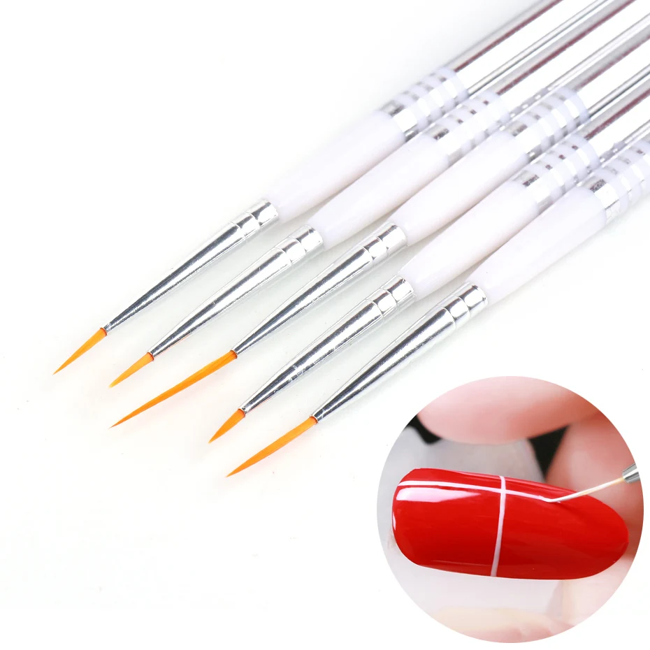 STZ 5PCS/Set Nail Art Brushes Double Head Liner Drawing Carving Dotting Pen French Tips Nail Design Manicure Painting Tools R25