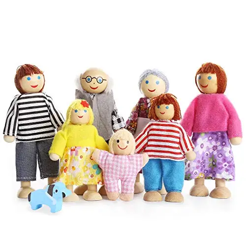 1 Set Houten Pop Familie Meubels Huis Mensen Hout Puppets Poppen Kid Pretand Spelen Speelgoed Oog-Hand Coördinatie Infantis spelen Speelgoed