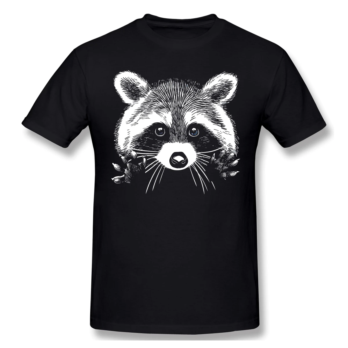 

The Americans T-Shirts for Men Little Raccoon Buddy Funny Crewneck Cotton T Shirt