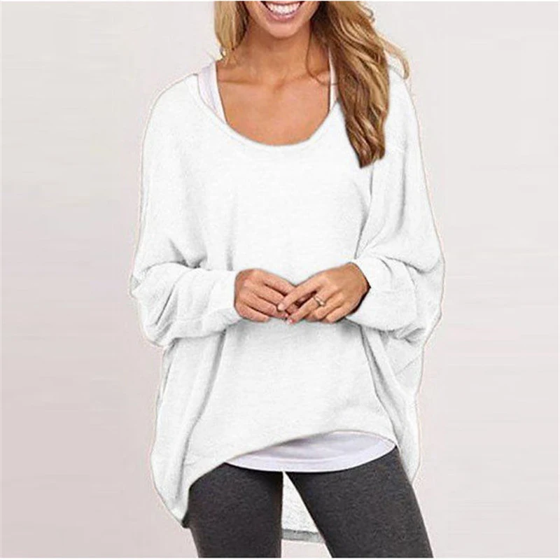 Blusa informal de algodón para mujer, Jersey holgado de manga larga con dobladillo Irregular, WX01, novedad de otoño