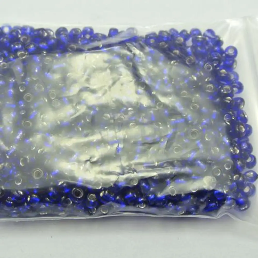 800 Royal Blue Silver-  colour  Lined Glass Seed Beads Rondelle 4mm (6/0)