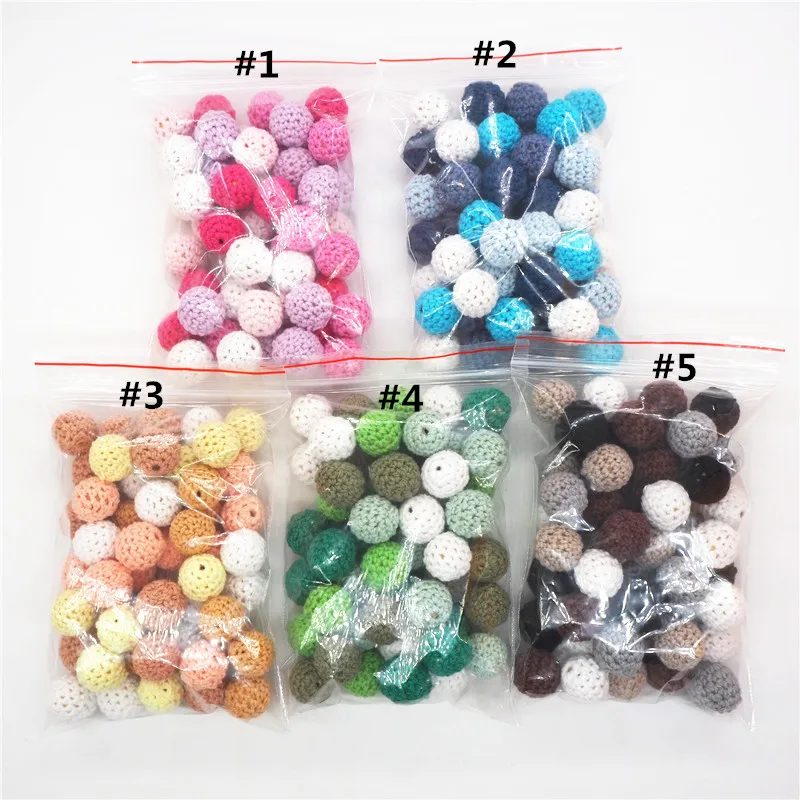 

Chenkai 50pcs 16mm 20mm Knitting Crochet Wooden Beads Balls DIY baby pacifier Dummy teether jewelry Sensory Toy Accessroies