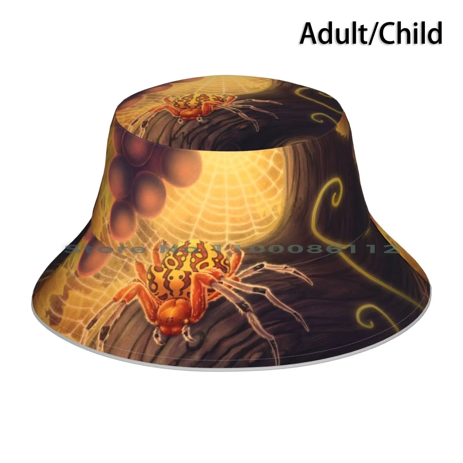 Marbled Orb Weaver Bucket Hat Sun Cap Marbled Orb Weaver Pumpkin Spider Spider Web Fall Autumn Leaves Grapes Grapevine Nature