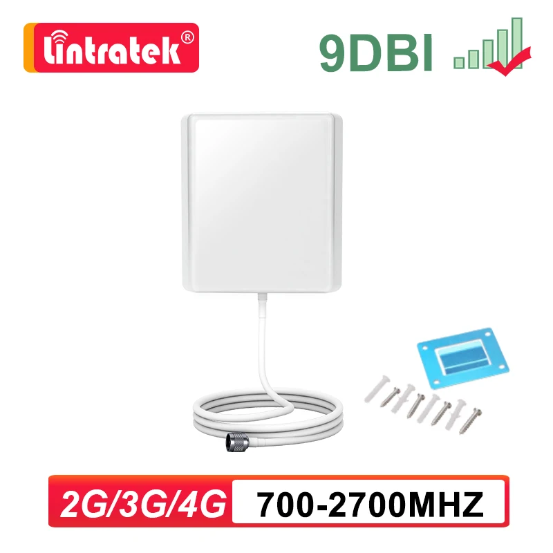 9dbi Indoor Antenna 2G 3G 4G 700-2700MHZ GSM LTE Panel N Male Connector for Signal Booster Cellular Amplifier Repeater Lintratek