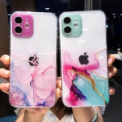 Watercolor Painting Phone Case For iPhone 16 Pro Max 15 14 13 12 11 X XR XS 7 8 Plus Colorful Marble Clear Soft Shockproof Cover