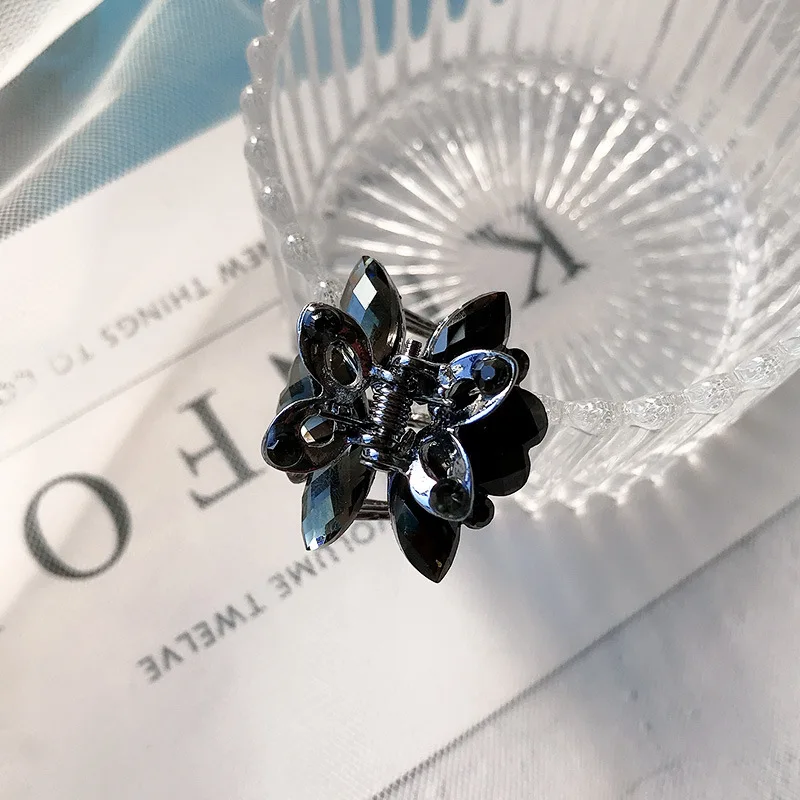 Hair Clip for Women Retro Black Crystal Bow Hair Ornament Light Luxury Compact  Hair Accessories Jewelry Wholesale