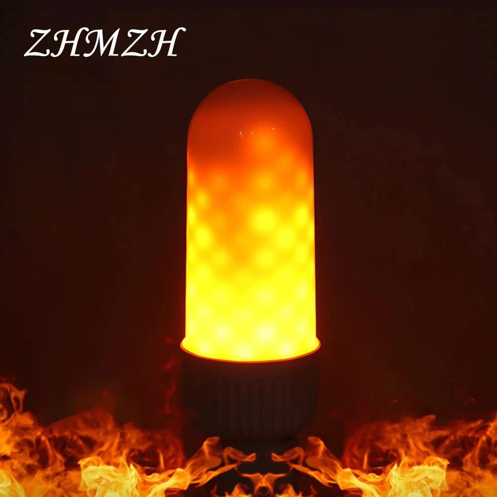 LED Flame Bulb Effect Fire Light Simulated Flickering Lamp Decoration Creative Flicker Corn Lights AC 85-265V E27 3W 9W