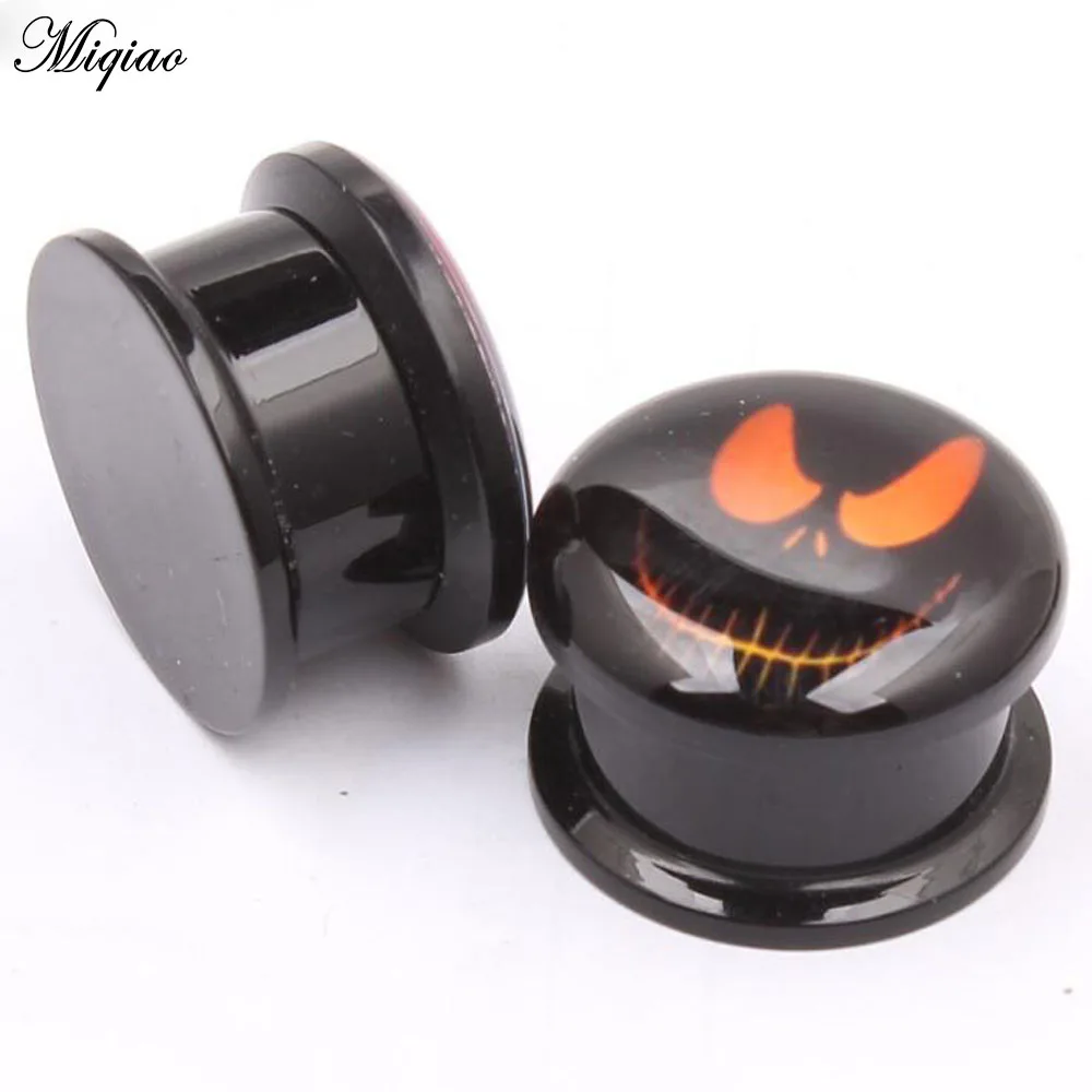 Miqiao New 2pcs Acrylic Screw Punk Ear Gauges Plugs Black Ear Expanders Double Flared Ear Stretcher Piercing Ear Tunnel Jewelry