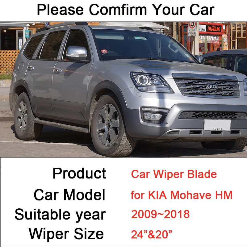 for KIA Mohave HM 2009 2010 2011~2018 Two Frameless Durable Rubber Wiper Snow Scraping Front Windshield Brushes Car Accessories