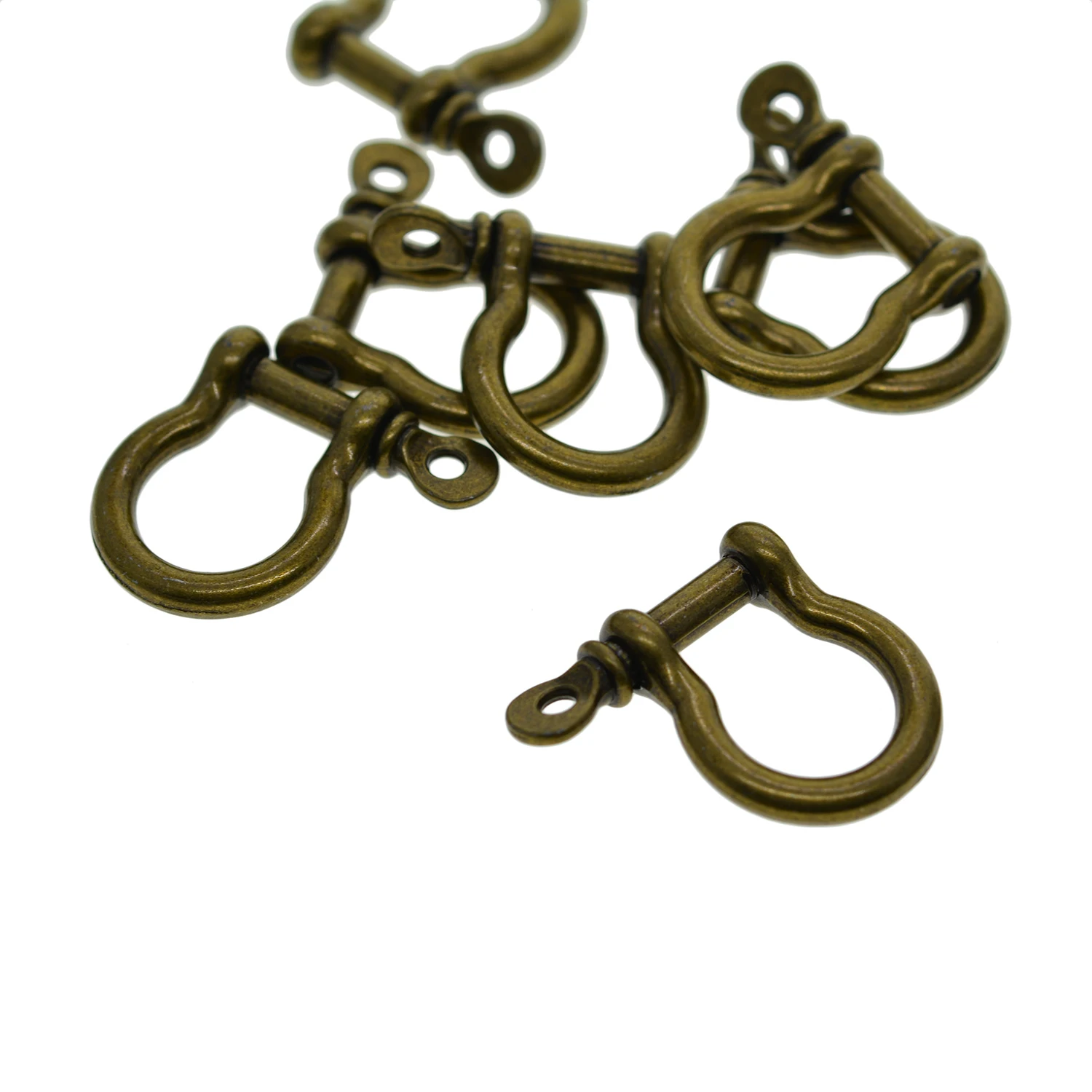 wholesale 50 bronze alloy screw pin lock U hook shackle leather bangle connector joint horse shoe keychain lanyard FOB EDC DIY