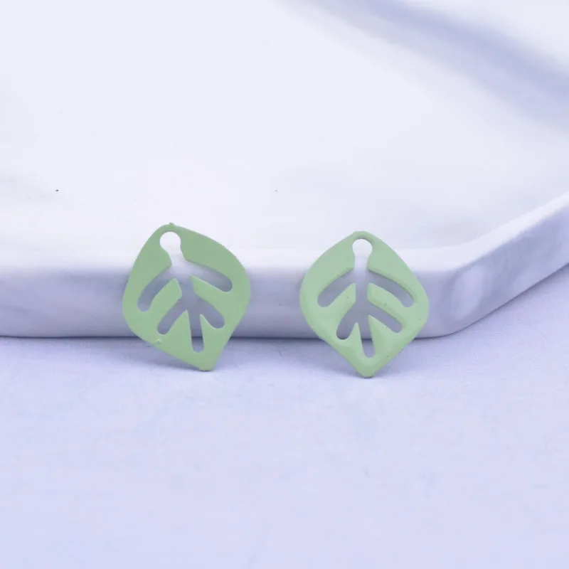 100 Stück AC11419 10,5*12,5mm Frühlingsfarbene Kleine Blatt-Anhänger DIY Schmuck Ohrring Anhänger – Detail 9