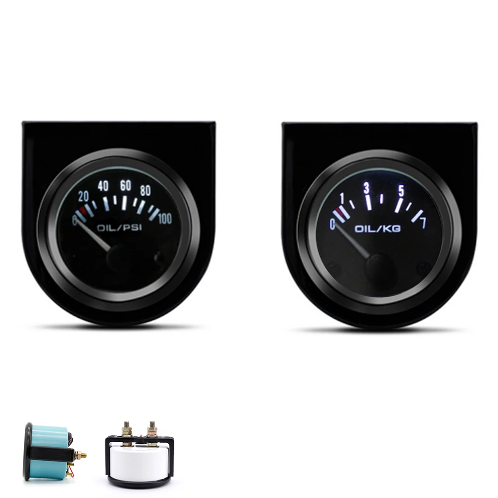 

2" 52mm Car Oil pressure gauge 0~7 BAR / 0~100 PSI press Meter 12V Auto Instrument With Oil pressure Sensor