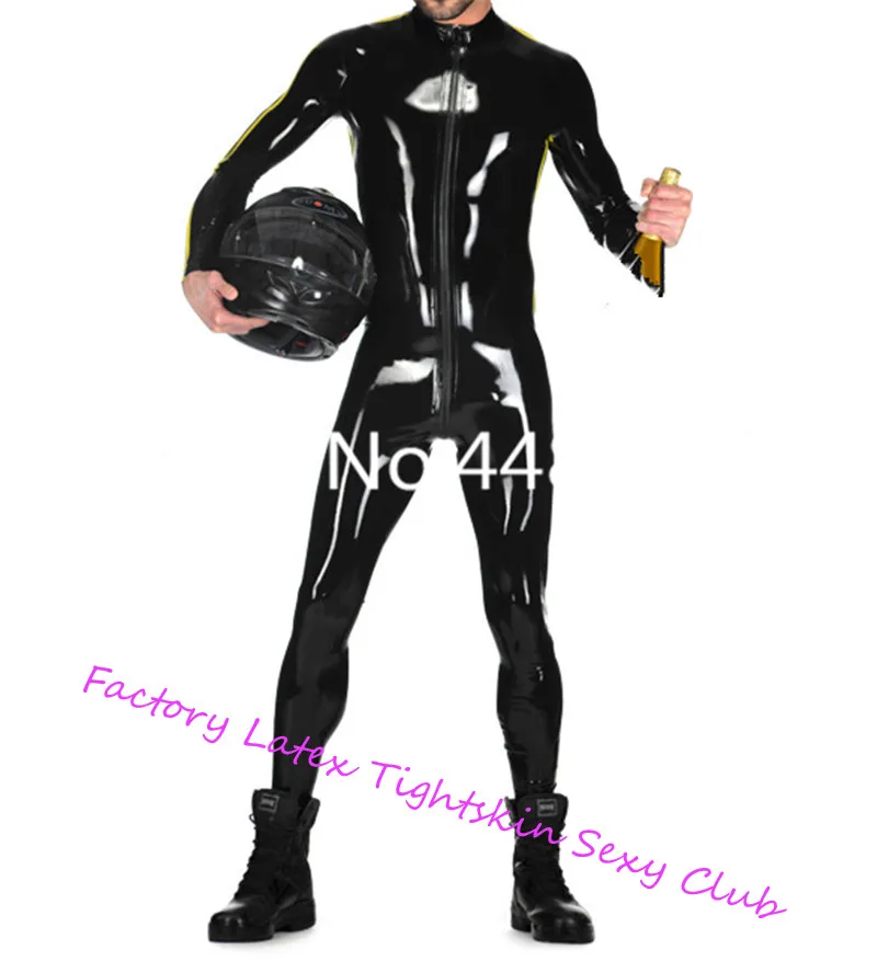 Nature Handmade Latex Zentai Suit Latex Rubber Men's Catsuit Sexy Bodysuit With Front Zip (No Sock) for Males