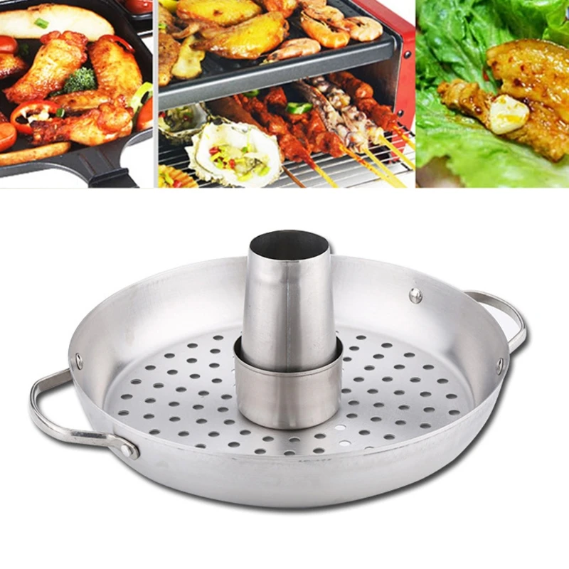 สแตนเลสสตีลเบียร์แนวตั้งไก่ย่าง BBQ Grill Rack Stand ย่างผู้ถือตะกร้าบาร์บีคิวผักย่าง Pan