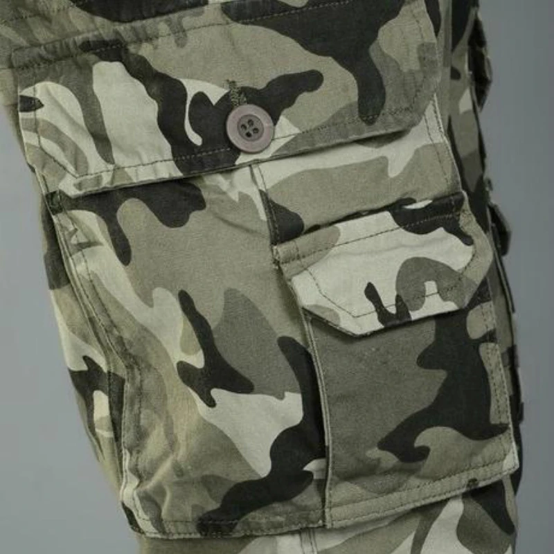 2025 Mens Fashion Spring Autumn Casual Pants Men Camouflage Cargo Pant Comfortable Jogging Trousers No Belt Plus Size 28-40