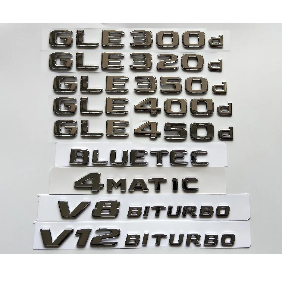 Chrome Emblems for Mercedes Benz W166 W167 C292 GLE180d GLE300d GLE320d GLE350d GLE400d GLE450d GLE500d GLE550d 4MATIC Symbols