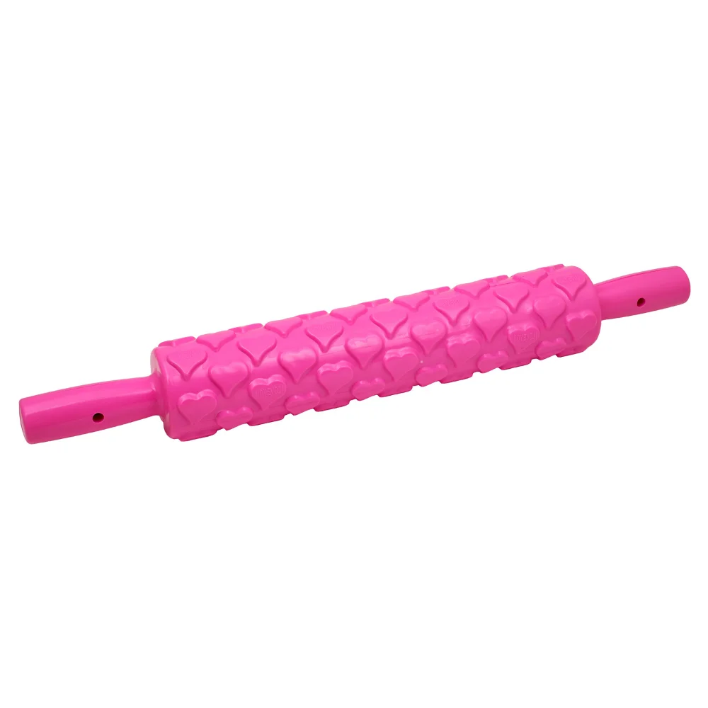 Plastic Heart Patterned Rolling Pin for Decorating Fondant Ceramic Dough Roller