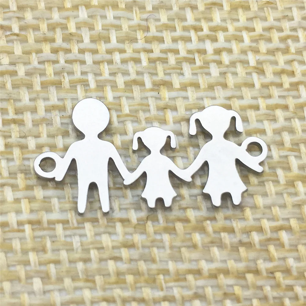 Steel Color Family Jewel Diy Accessory Family Members 10pcs Hand with Hand Pendant