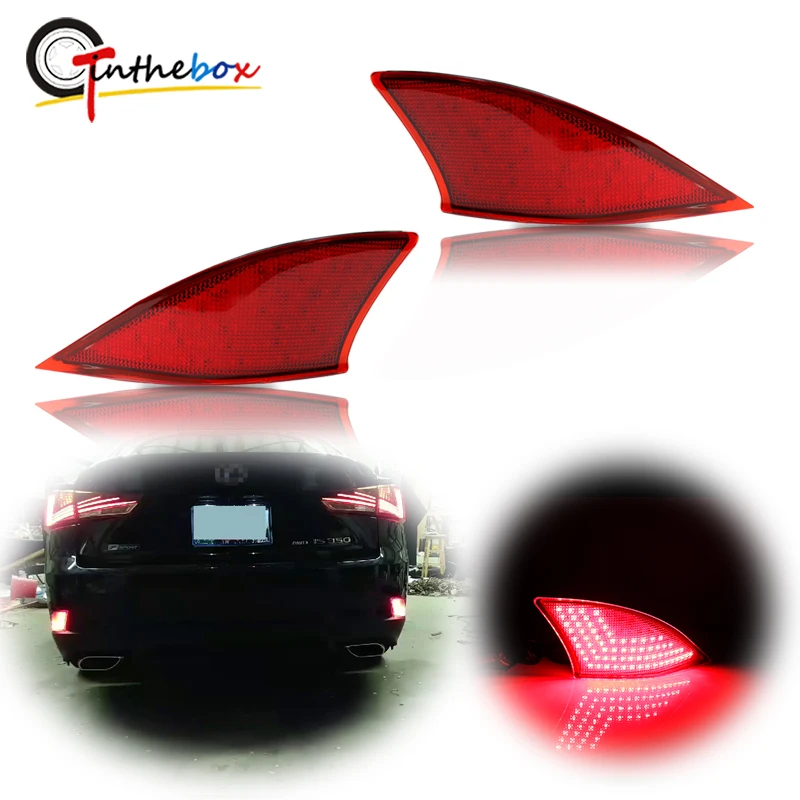 Rear Bumper Reflector Red LED Lights For Lexus IS250 IS350 ISF Taillight Brake & Rear Fog Lamp, Strobo Flash Turn Signal Light