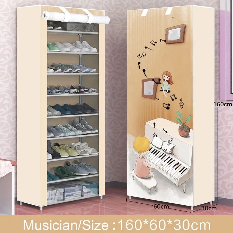 

Nonwoven Printing Shoe Cabinet Dustproof Shoes Storage Closet Furniture Space-saving Organizer Holder Easy Assembled Shoe Rack