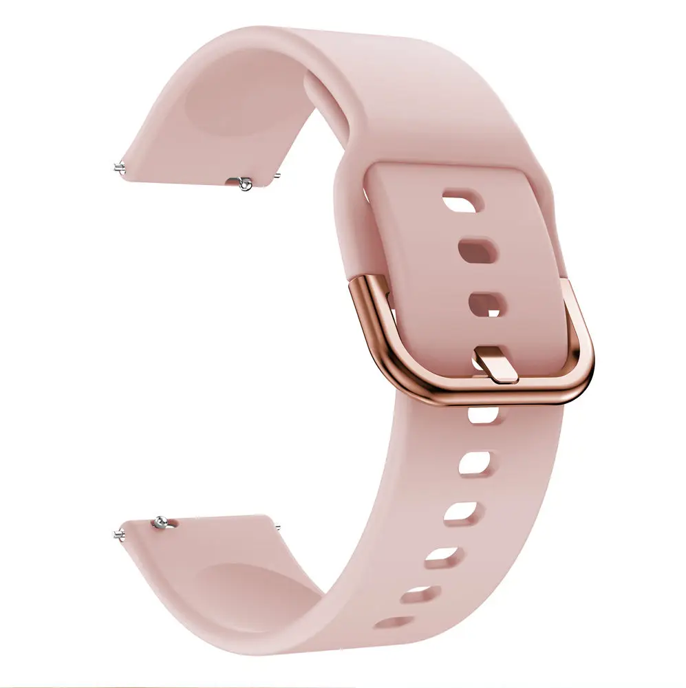 22mm 20mm Silicone strap for Samsung Galaxy watch 3 46mm/Active 2 42mm/Huawei watch GT GT2 Rose gold buckle for Amazfit Bip band